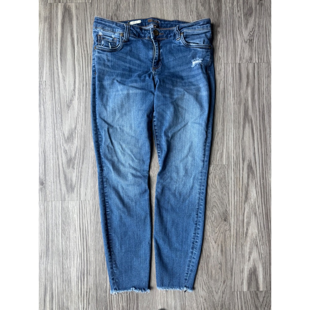 KUT from the Kloth Connie Ankle Skinny Jeans Medium Wash Raw Hem Size 10